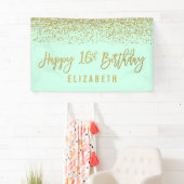 Banderoles Parties scintillant d'or Mint Faux moderne 16e ann (En situation)