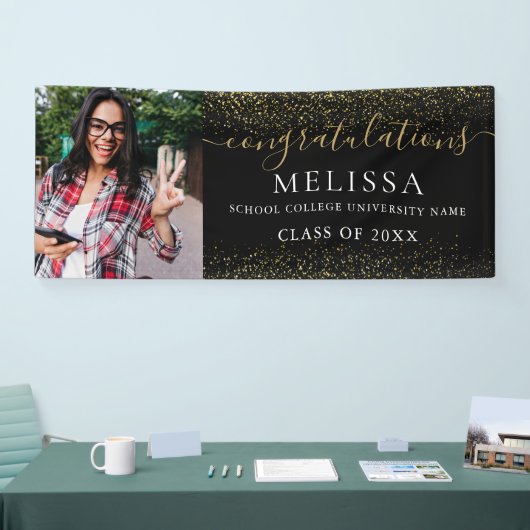 Banderoles Parties scintillant d'or noir moderne diplôme de l (Salon professionnel)