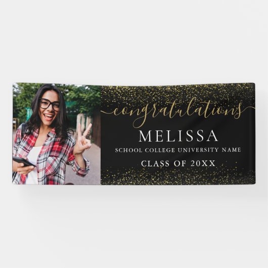 Banderoles Parties scintillant d'or noir moderne diplôme de l (Horizontal)
