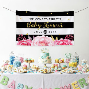Banderoles Parties scintillant d'or Points Floral Stripes Bab