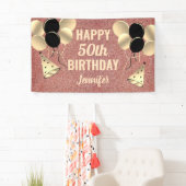 Banderoles Parties scintillant d'or rose 50e fête d'anniversa (En situation)