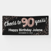 Banderoles Parties scintillant d'or rose 90e anniversaire (Horizontal)