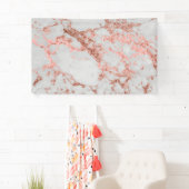 Banderoles Parties scintillant d'or Rose en marbre moderne (En situation)