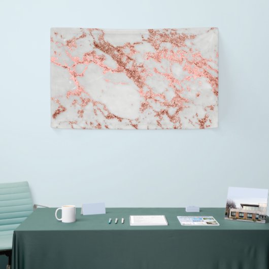 Banderoles Parties scintillant d'or Rose en marbre moderne (Salon professionnel)