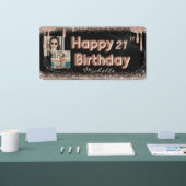 Banderoles Parties scintillant d'or Rose noir moderne N'impor (Salon professionnel)