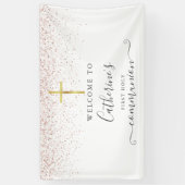 Banderoles Parties scintillant d'or rose Sainte Communion Bie (Vertical)