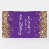 Banderoles Parties scintillant d'or Royal violet 40e annivers (Horizontal)