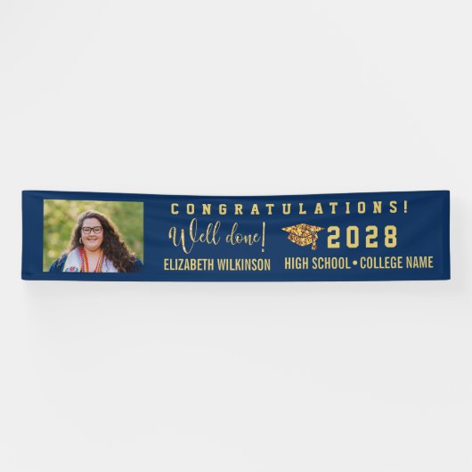 Banderoles Parties scintillant d'or Script Gras Diplôme photo (Horizontal)