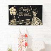 Banderoles Parties scintillant dorée moderne Ballons, Verre, (En situation)