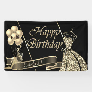 Banderoles Parties scintillant dorée moderne Ballons, Verre, 