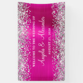 Banderoles Parties scintillant en argent Hot rose Foil Mariag (Vertical)