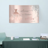 Banderoles Parties scintillant en argent, Robe Rose Gold Swee (Salon professionnel)