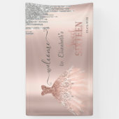 Banderoles Parties scintillant en argent, Robe Rose Gold Swee (Vertical)