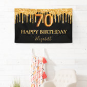 Banderoles parties scintillant en or noir à 70e anniversaire (En situation)