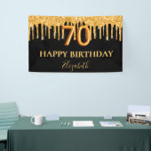 Banderoles parties scintillant en or noir à 70e anniversaire (Salon professionnel)