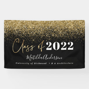 Banderoles parties scintillant en or noir classe de graduatio