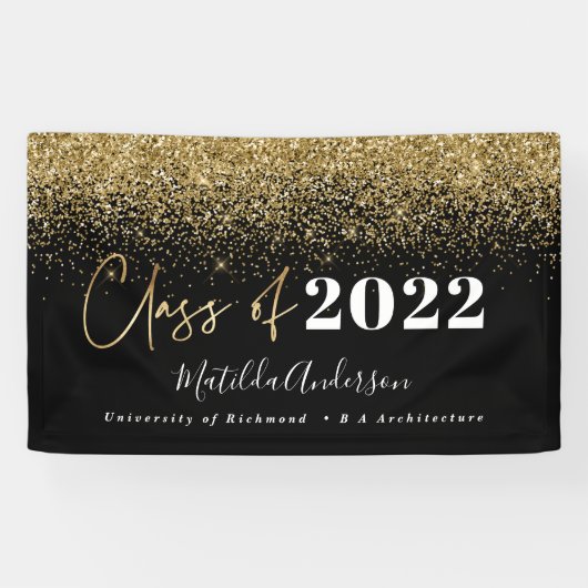 Banderoles parties scintillant en or noir classe de graduatio (Horizontal)