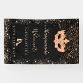 Banderoles Parties scintillant en or noir mascarade fête d'an (Horizontal)