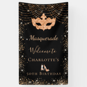 Banderoles Parties scintillant en or noir mascarade fête d'an