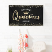 Banderoles Parties scintillant en or noir Quinceañera Accueil (En situation)