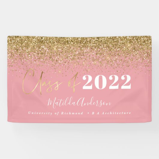 Banderoles parties scintillant en or rose classe de graduatio (Horizontal)