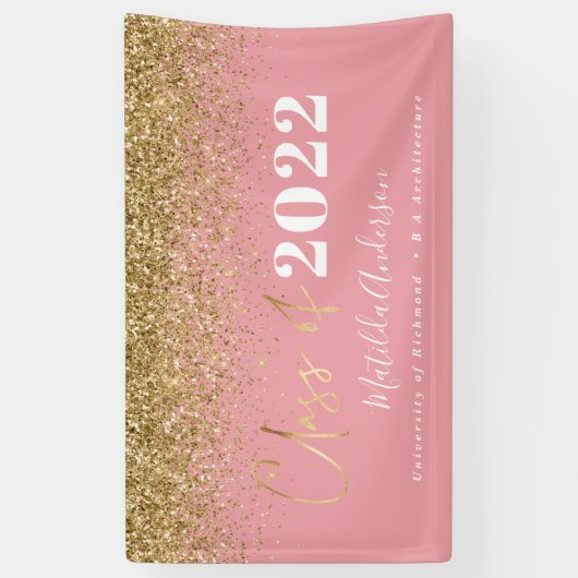 Banderoles parties scintillant en or rose classe de graduatio (Vertical)