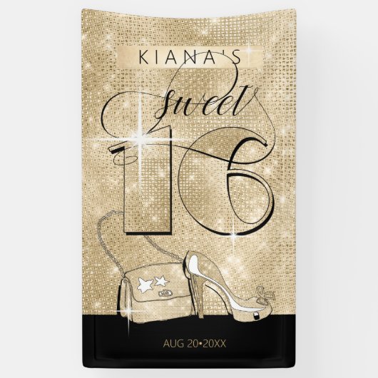 Banderoles Parties scintillant et brillant 16 Black/Gold Vert (Vertical)