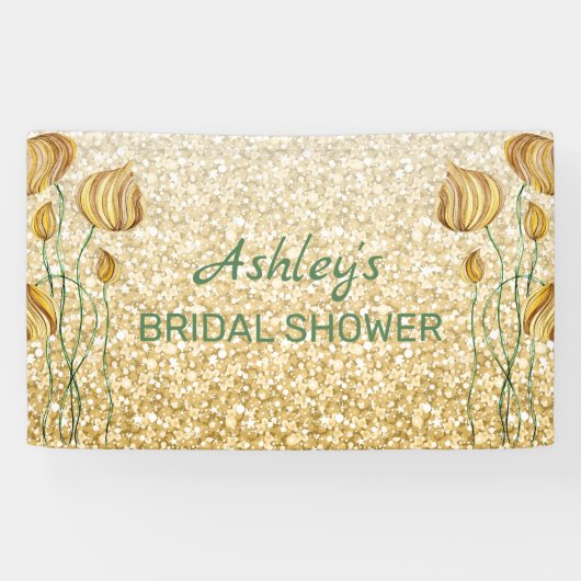 Banderoles Parties scintillant Et Fleurs Abstraites (Horizontal)