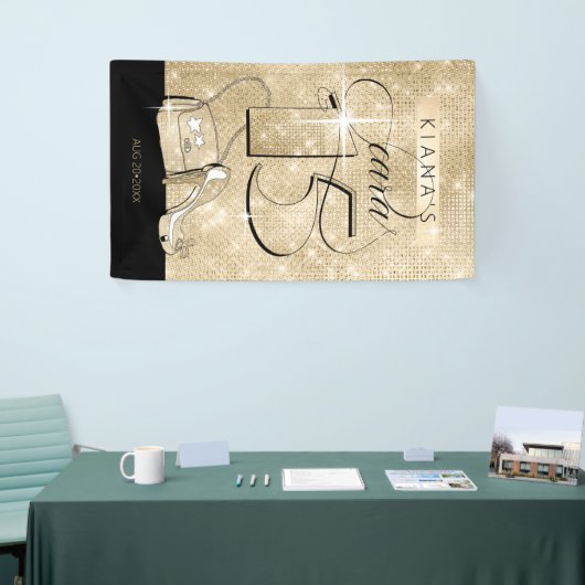 Banderoles Parties scintillant et Shine Quinceanera Black/Gol (Salon professionnel)