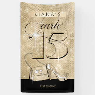 Banderoles Parties scintillant et Shine Quinceanera Black/Gol