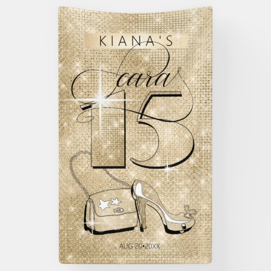 Banderoles Parties scintillant et Shine Quinceanera Gold Vert (Vertical)