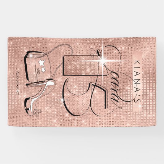 Banderoles Parties scintillant et Shine Quinceanera Rose Gold (Horizontal)