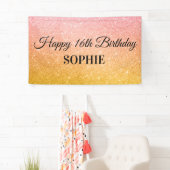 Banderoles Parties scintillant fête d'anniversaire rose jaune (En situation)