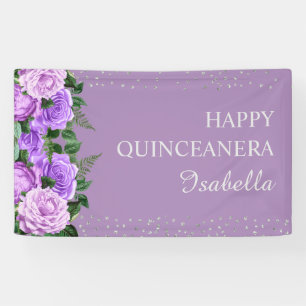 Banderoles Parties scintillant florale violette Bonne Quincea