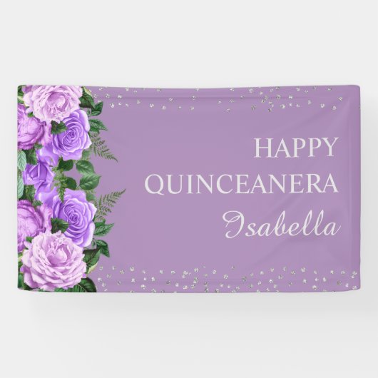 Banderoles Parties scintillant florale violette Bonne Quincea (Horizontal)