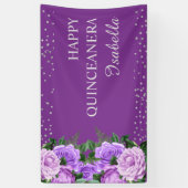 Banderoles Parties scintillant florale violette Rose Joyeuse  (Vertical)