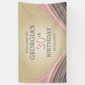 Banderoles Parties scintillant Glam Rose Gold Anniversaire (Vertical)