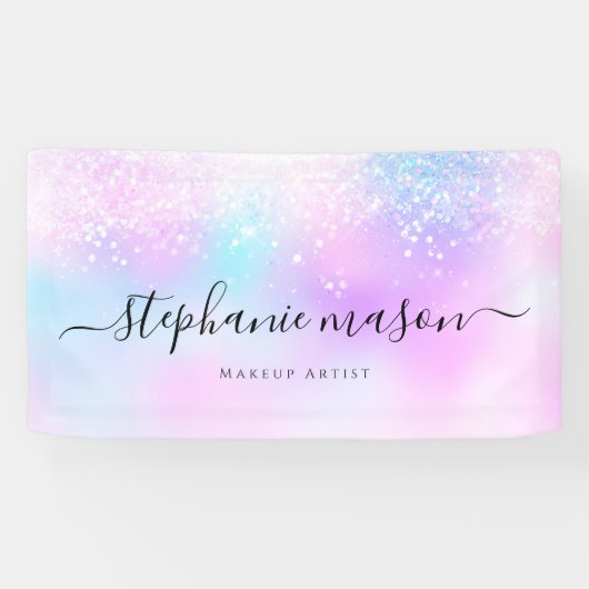 Banderoles Parties scintillant holographique Pastel Girly (Horizontal)