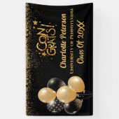 Banderoles Parties scintillant moderne Noir et Or Graduation  (Vertical)