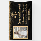 Banderoles Parties scintillant moderne Noir & Or Infirmière G (Vertical)