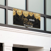 Banderoles Parties scintillant Noir et or Joyeux anniversaire (Bâtiment extérieur)