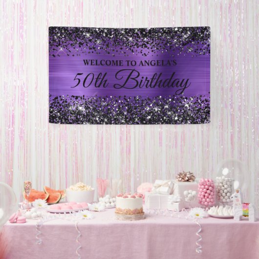 Banderoles Parties scintillant noire Amethyst Foil 50e annive (Fête)