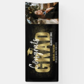 Banderoles Parties scintillant Noire et Or Félicitations Gran (Vertical)