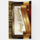 Banderoles Parties scintillant noire et or Joyeux anniversair (Vertical)