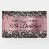 Banderoles Parties scintillant noire rose pâle 50e anniversai (Horizontal)