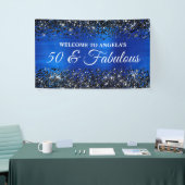 Banderoles Parties scintillant noire Royal Blue 50 & Fabuleux (Salon professionnel)