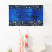Banderoles Parties scintillant noire Royal Blue 50th Birthday (En situation)
