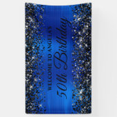 Banderoles Parties scintillant noire Royal Blue 50th Birthday (Vertical)