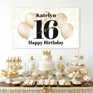 Banderoles Parties scintillant or blanc doux 16 Ballons d'ann