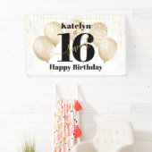 Banderoles Parties scintillant or blanc doux 16 Ballons d'ann (En situation)